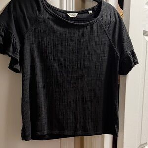 Max Studio Black Textured Short Sleeve Top